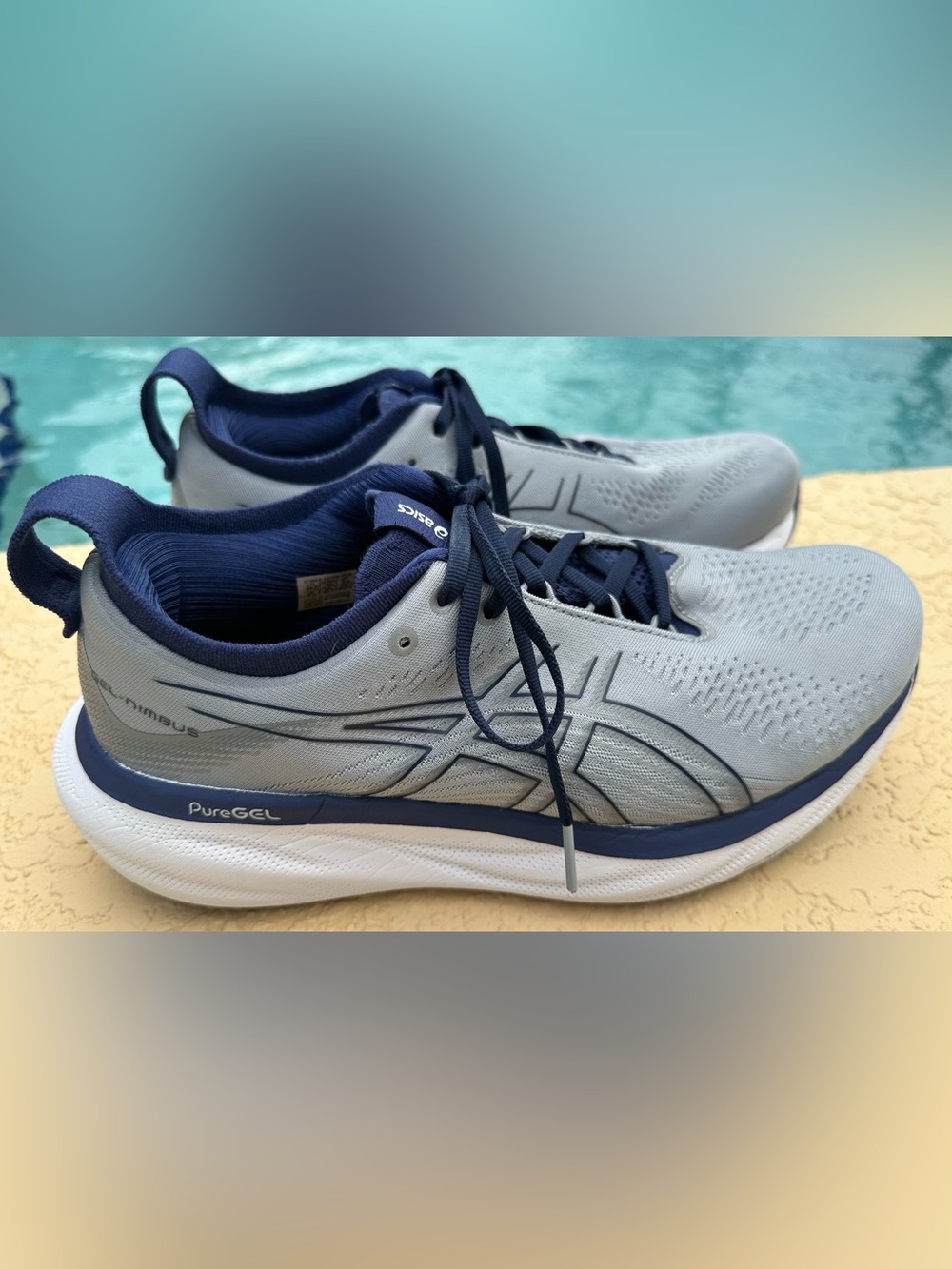 Asics Gel-Nimbus 25 Gray Blue Running Shoes Extra Wide 1011B618 Size 8.5 in VGC